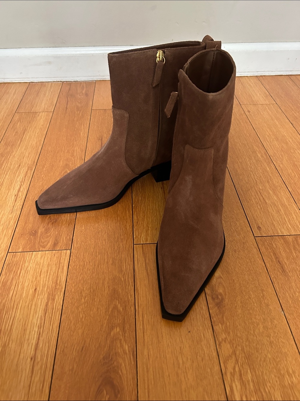 Larroude Florencia Suede Low Boot Burnt Umber